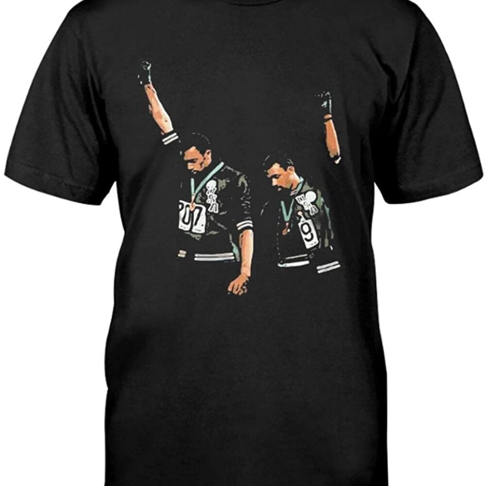 Tommie Smith John Carlos 1968 Black Power Salute Graphic T-Shirt History Tee